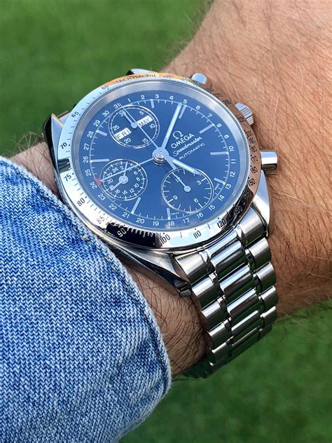 Triple date Omega speedmaster 2000s stunning blue dial wristwatch ⌚️ ...