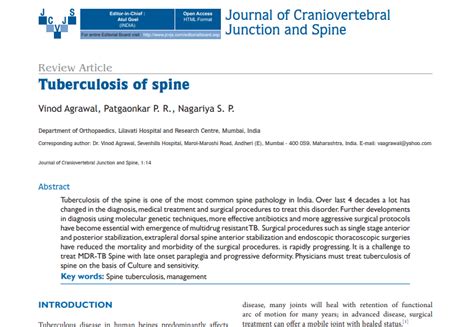 Review Article: Tuberculosis of spine