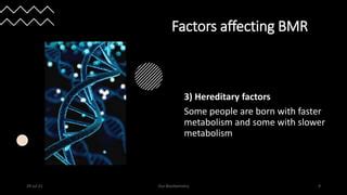 Basal metabolic rate (BMR)- Factors affecting BMR, measurement and clinical significance | PPT