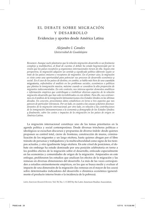 (PDF) El debate sobre migración y desarrollo. Evidencias y aportes desde América Latina