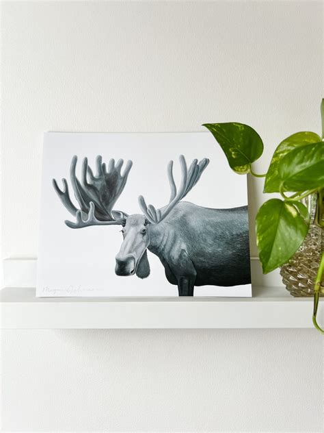 Moose Acrylic Painting, Print of Original, up North Decor, Minimalistic ...