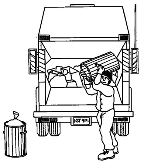 Garbage Man Carrying Waste To Truck Coloring Pages - Download & Print Online Coloring Pages for ...