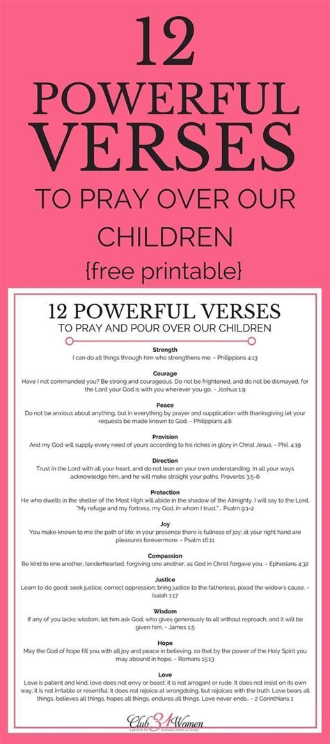 12 Powerful Verses to Pray Over Our Children {with free printable ...