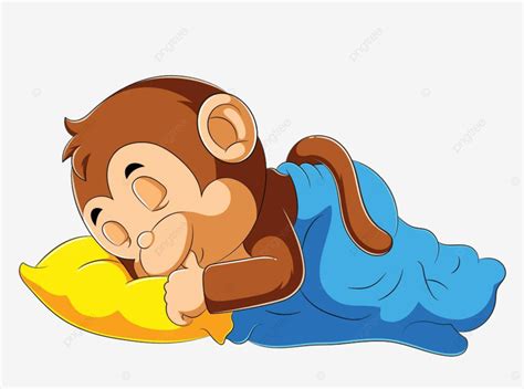 Sleeping Blanket Vector Art PNG, Baby Monkey Sleeping With Blanket ...