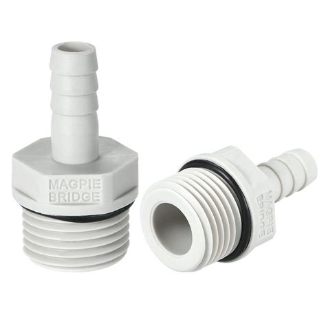 PVC Barb Hose Fittings Connector Adapter 8mm or 5/16" Barbed x 1/2" G ...