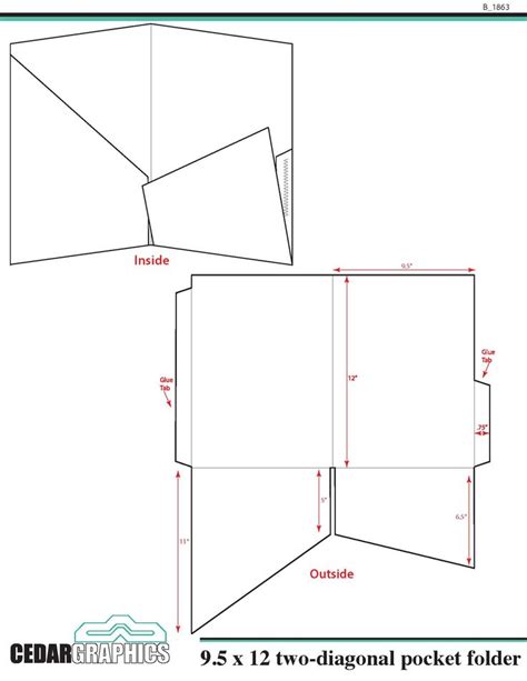 Pocket Folder - 9.5" x 12" Two-Diagonal Pocket Template Download | Adobe InDesign and PDF Setup ...