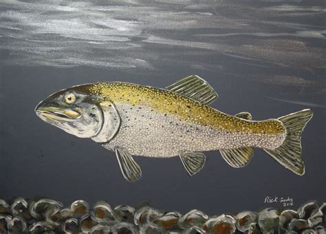 Salmon on a Moon Lite Run (original acrylic) Fish painting, fish art ...