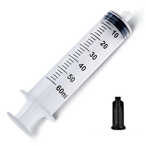 Buy 5 Pack 60ml Syringes luer Lock with Caps, Plastic Syringe for Scientific Labs and Liquid ...