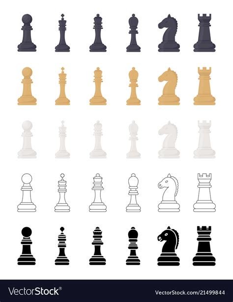 Chess game pieces icons set Royalty Free Vector Image