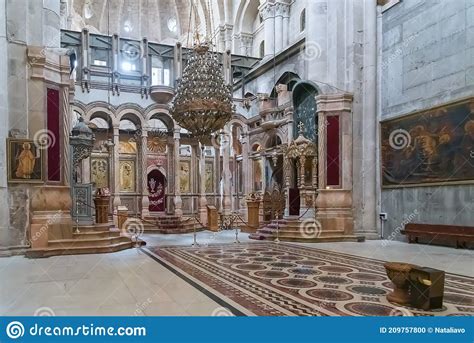 Inside the Church of the Holy Sepulchre in the Old City of Jerusalem. Holy Places in Israel ...