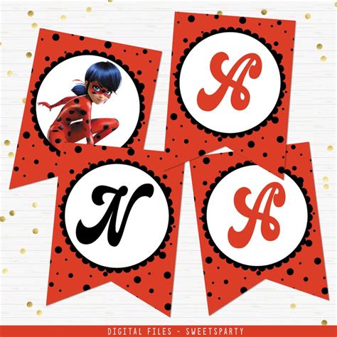 Miraculous printable banner Ladybug printable banner | Etsy