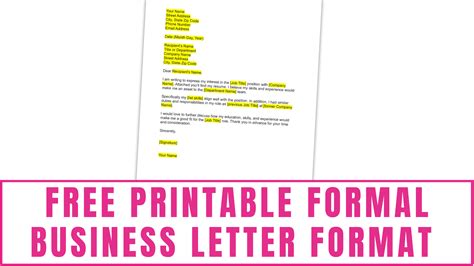 Free Formal Business Letter Format + Example - Freebie Finding Mom