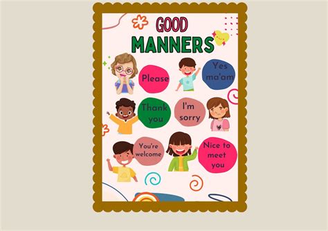 Good Manners Simple Illustration Poster Good Behavior Poster Printable ...