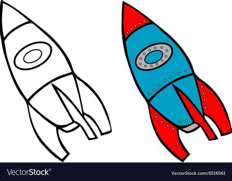 Rocket coloring book Royalty Free Vector Image