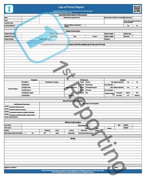 Make The Use Of Force Report Form Easier For Officers (Download Here)