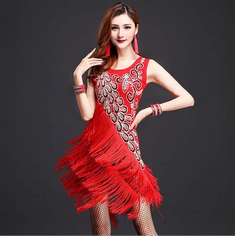 Ladies Sequin Latin Salsa Cha Cha Rumba Ballroom Fringe Dance Competition Dresses Costume for ...