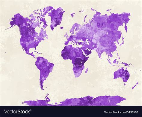 World map in watercolor purple Royalty Free Vector Image