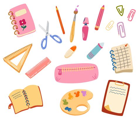 School supplies. Back to school. Big set of hand draw school items ...