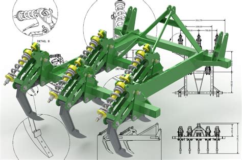 Agricultural Subsoiler 5 peaks (mole plough) - SOLIDWORKS - 3D CAD ...