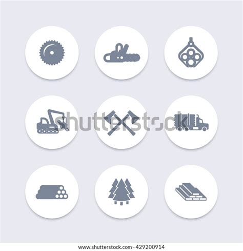 Logging Forestry Equipment Icons Tree Harvester Stock Vector (Royalty ...