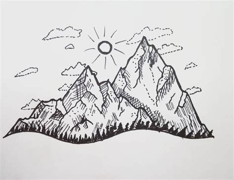 Easy drawing montains christmas drawing drawing ideas #christmas #mountains #drawing | Art ...