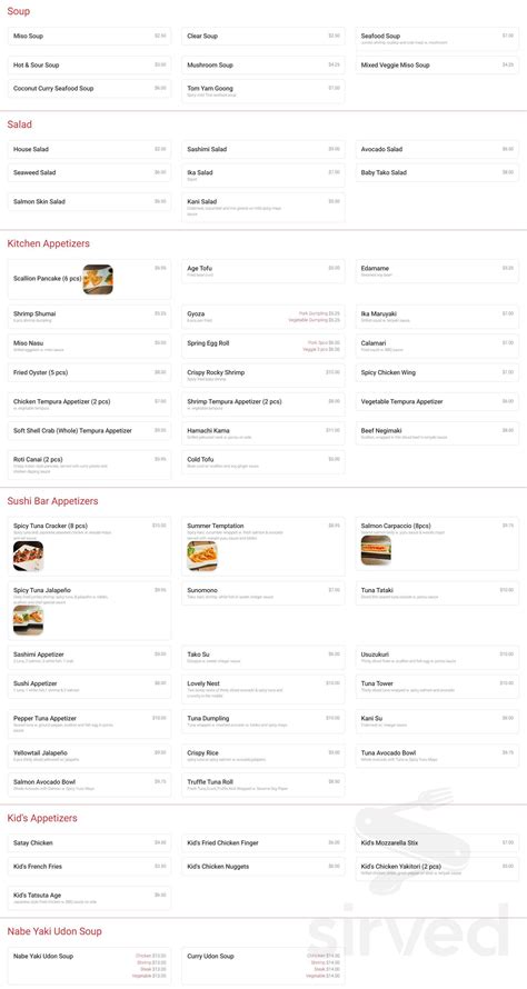 Oyako Tso's Sushi and Hibachi Steakhouse menu in Freehold, New Jersey, USA