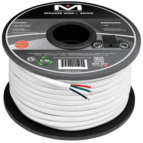 Shop New 4-Conductor Speaker Wire - 99% Oxygen Free Copper - ETL Listed & CL2 Rated for In-Wall ...