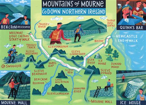 Mountains of mourne map - 'Walk of the Month' - The Daily Telegraph - Acrylic on paper - John ...