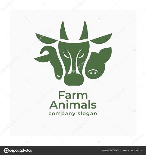 Agricultural Animals Logo Vector Sign Cow Pig Ram Farm Animals Stock ...