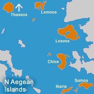 North Aegean Islands Map Province Area | Map of Greece Regional Political Province