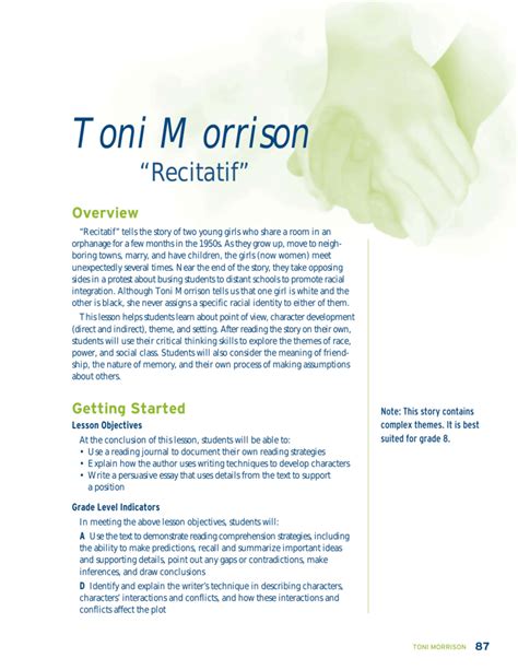 "Recitatif" by Toni Morrison