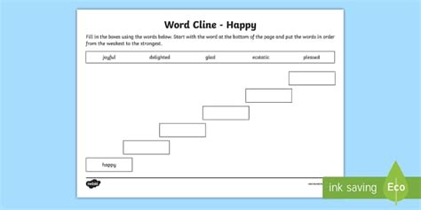 Word Cline for 'Happy' Worksheet (teacher made) - Twinkl