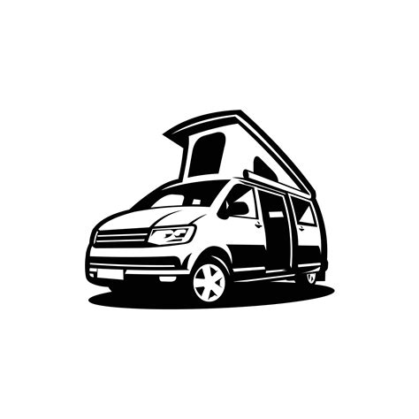 Premium campervan silhouette vector isolated in white background. Best for campervan related ...