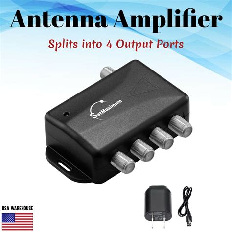 4 Ports TV Antenna Signal Booster Amplifier Splitter HDTV Cables RF ...