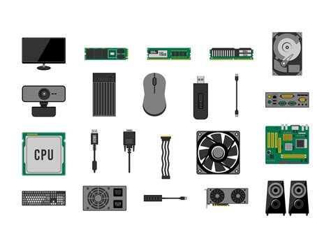 Personal Computer PC components. Vector Illustration Collection ...