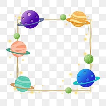 Cosmic Planet Decorative Border, Solar System Clipart, Cartoon Rocket ...