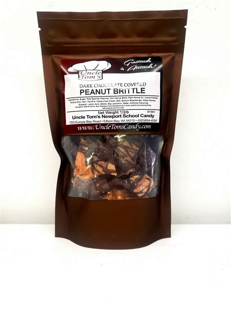 Dark Chocolate Covered Peanut Brittle 1/2 lbs - Uncle Tom's Candy