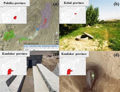 a) Enhanced Google Earth image of irrigation canal and karez map ...