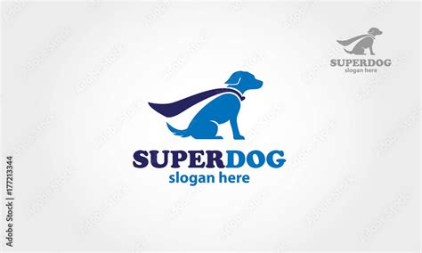 Super Dog Vector Logo Cartoon. Blue super dog with a cape. Vector logo illustration. Stock ...