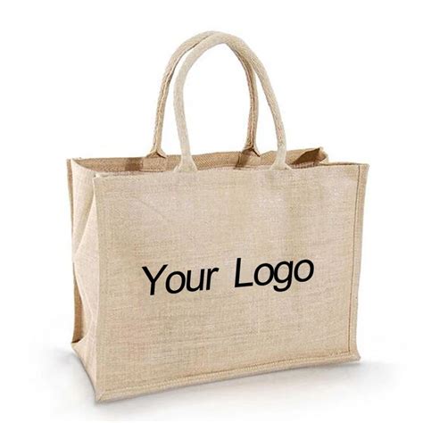 wholesale 500pcs/lot custom printed company logo Burlap Jute Hessian shopping bags reusable ...