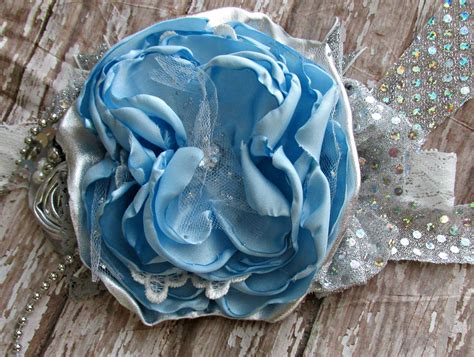 Cinderella Headband,cinderella couture baby headband, ott singed big bow headband, blue and ...