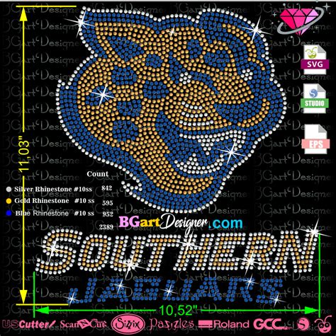 lllᐅSouthern Jaguars mascot rhinestone - best rhinestone svg template