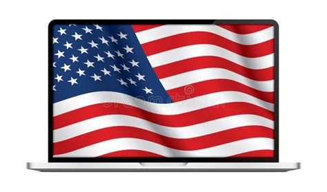 Realistic Vector Laptop with USA Flag Wallpaper. Stock Vector - Illustration of device ...