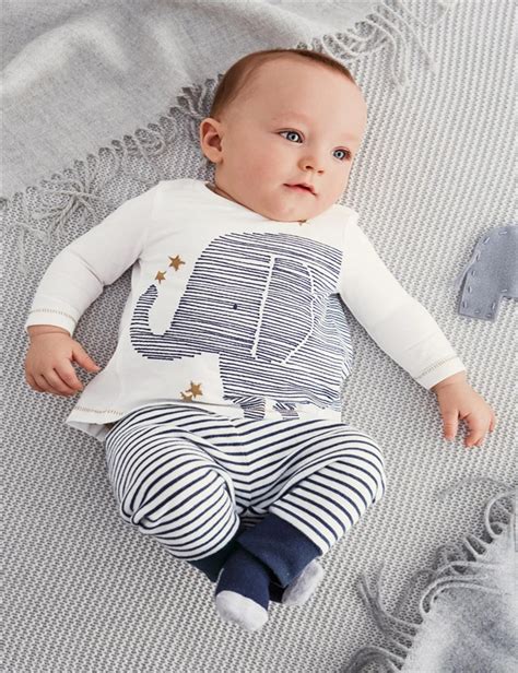 Autumn new baby boy clothes long sleeved elephant t shirt + striped ...