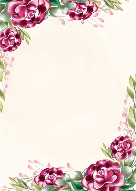 Floral Frame Arrangement Background With Watercolor Flower And Leaves Decoration Vector ...