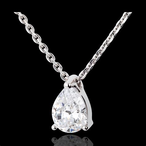 Teardrop diamond necklace-white gold - 1 carat : Edenly jewellery