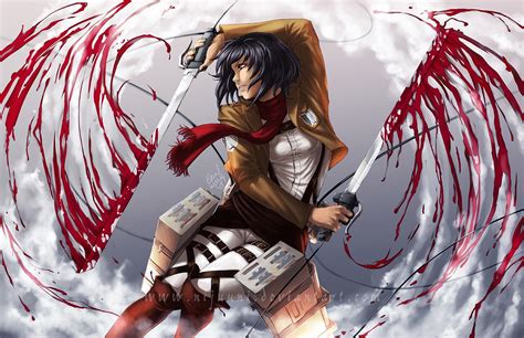 Mikasa Ackerman in Action - HD Wallpaper