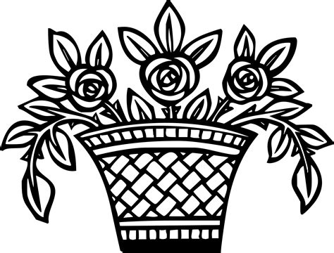 Basket Of Flowers Drawing at GetDrawings | Free download