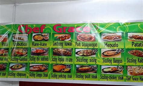 Menu at Chef Grace restaurant, Lucena