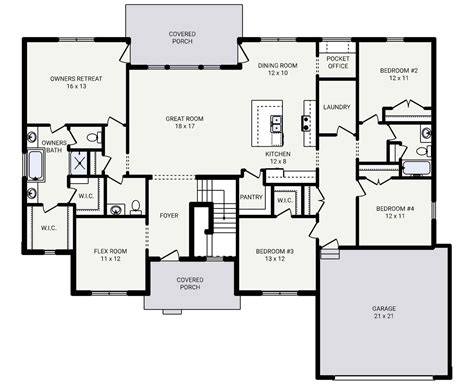 Sunset Ridge | 4 Bedroom, 2.5 Bath House Plan - 2400 Sq Ft House Plans